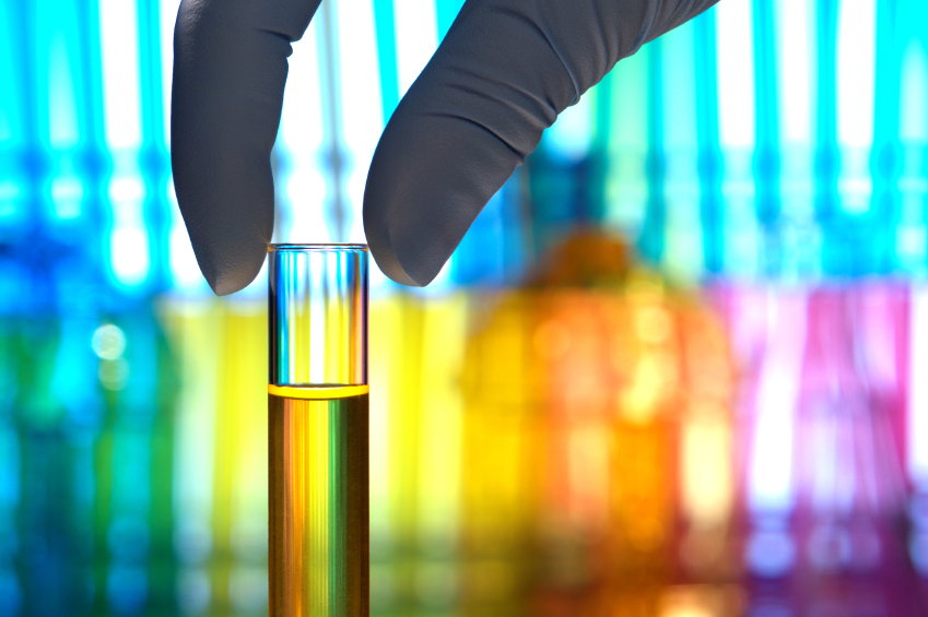 Glass test tube ready for an experiment in a science research lab