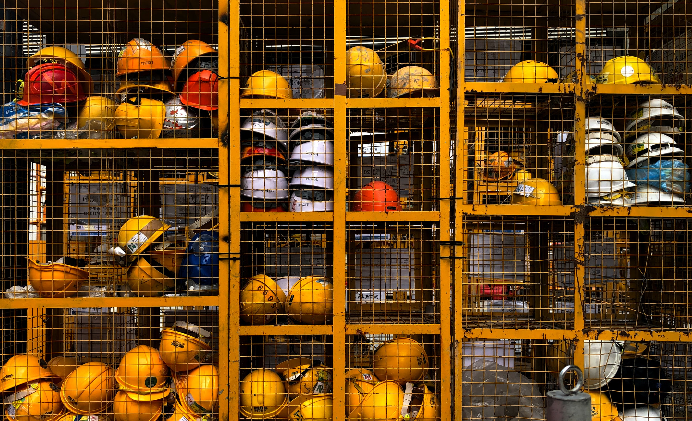 workers helmets